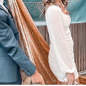 Princess Polly Cream V-Neck Dress